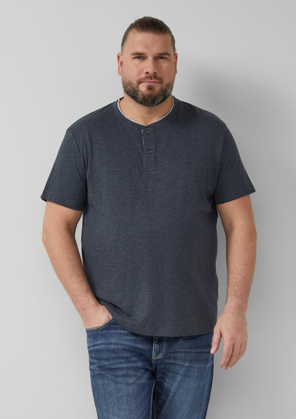 Weiches Henley-Shirt aus Melange-Jersey
