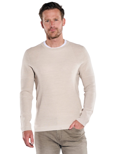 Herren Pullover Rundhals , Creme