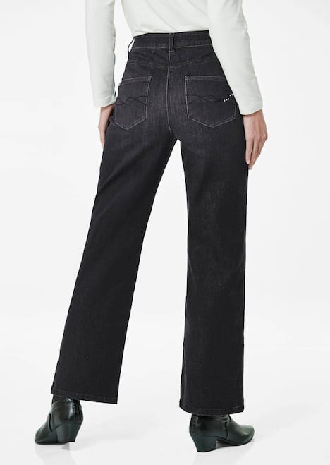 Denim jeans met wijde pijpen