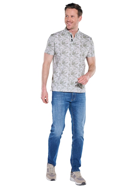 Herren Gemustertes Poloshirt mit Knopfleiste , Beige