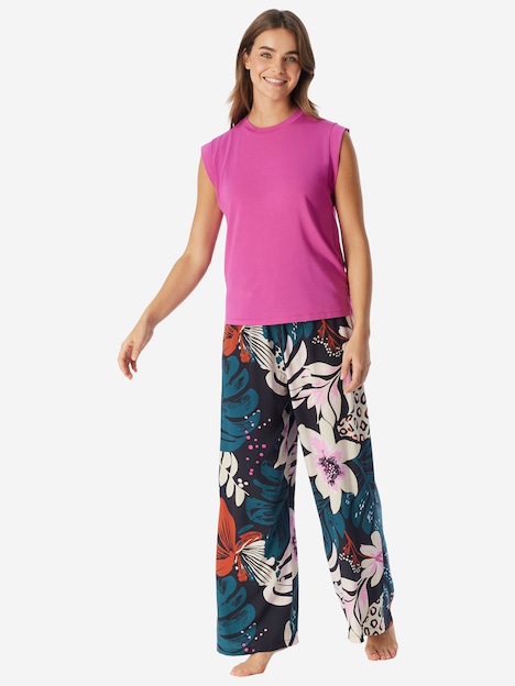 Schiesser Damen Pyjamaoberteil Mix Relax fuchsia