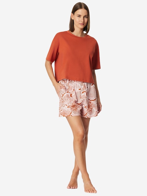 Schiesser Damen Pyjamaoberteil Mix Relax terracotta