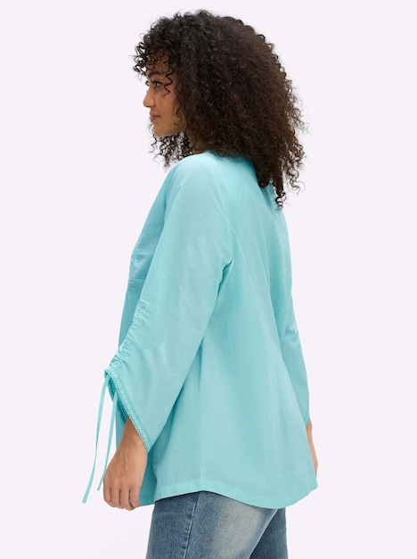 3/4-Arm-Bluse 3/4-Arm Ohne Kragen