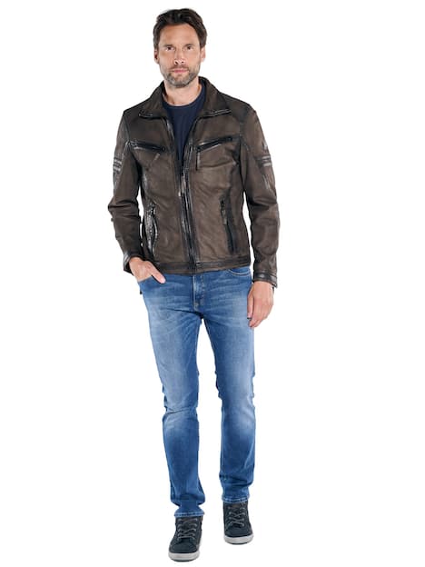 engbers Herren Lederjacke aus Nubuk-Leder , Braun
