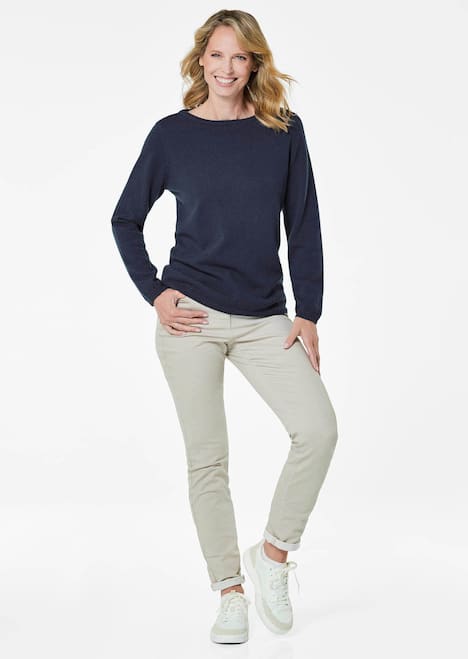 Kaschmirpullover mit U-Boot Ausschnitt