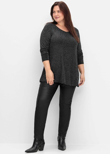 Longshirt Langarm Uni Ohne Kragen
