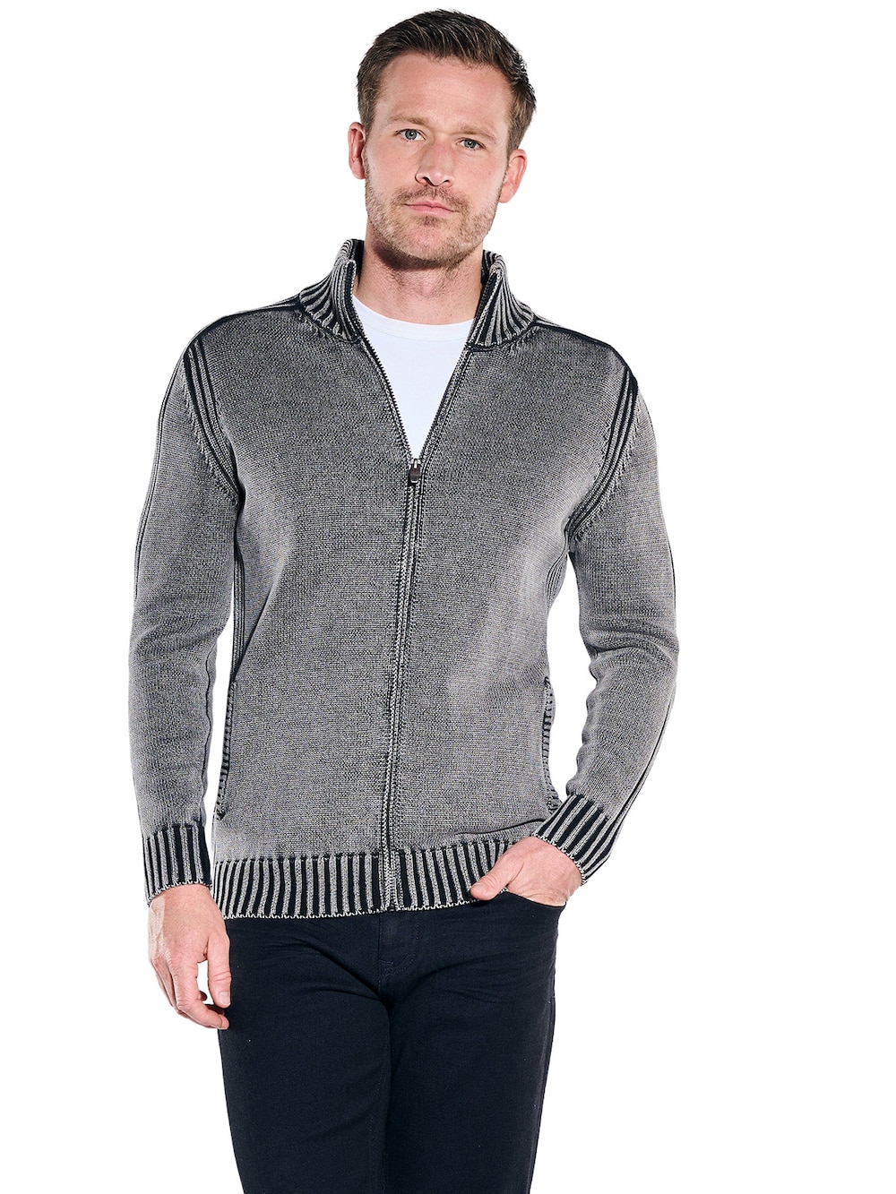 Herren Modische Strickjacke , Dunkelgrau