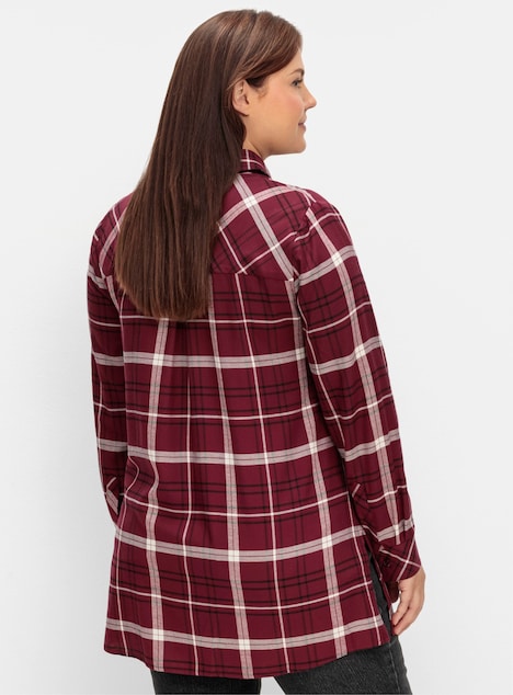 Hemdbluse Langarm Karo Hemdkragen