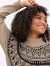 Langarm-Pullover Jacquardpullover im Norweger-Stil Langarm Stehkragen