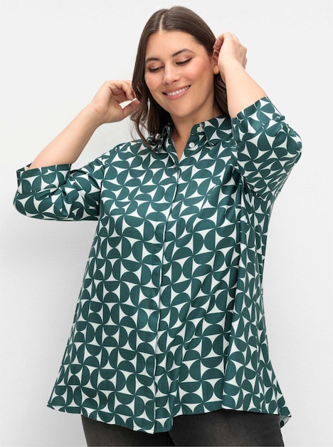 Longbluse 3/4-Arm Sonstiges Muster Hemdkragen