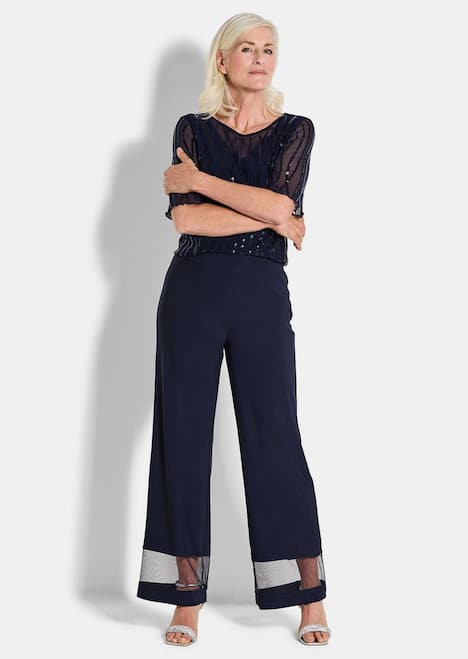 Weite Hose VERA mit Mesh-Details