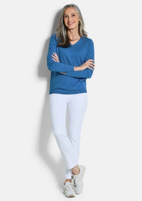 Baumwollpullover mit V-Ausschnitt