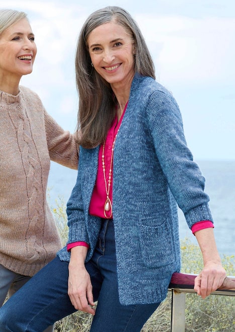 Langarm Melange-Cardigan, flauschig