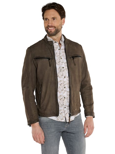 engbers Herren Lederjacke regular , Schwarzbraun
