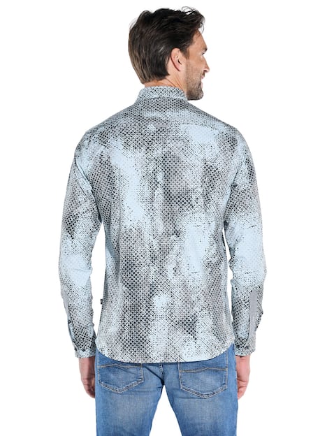 engbers Herren Langarm-Hemd gemustert , Saphirblau