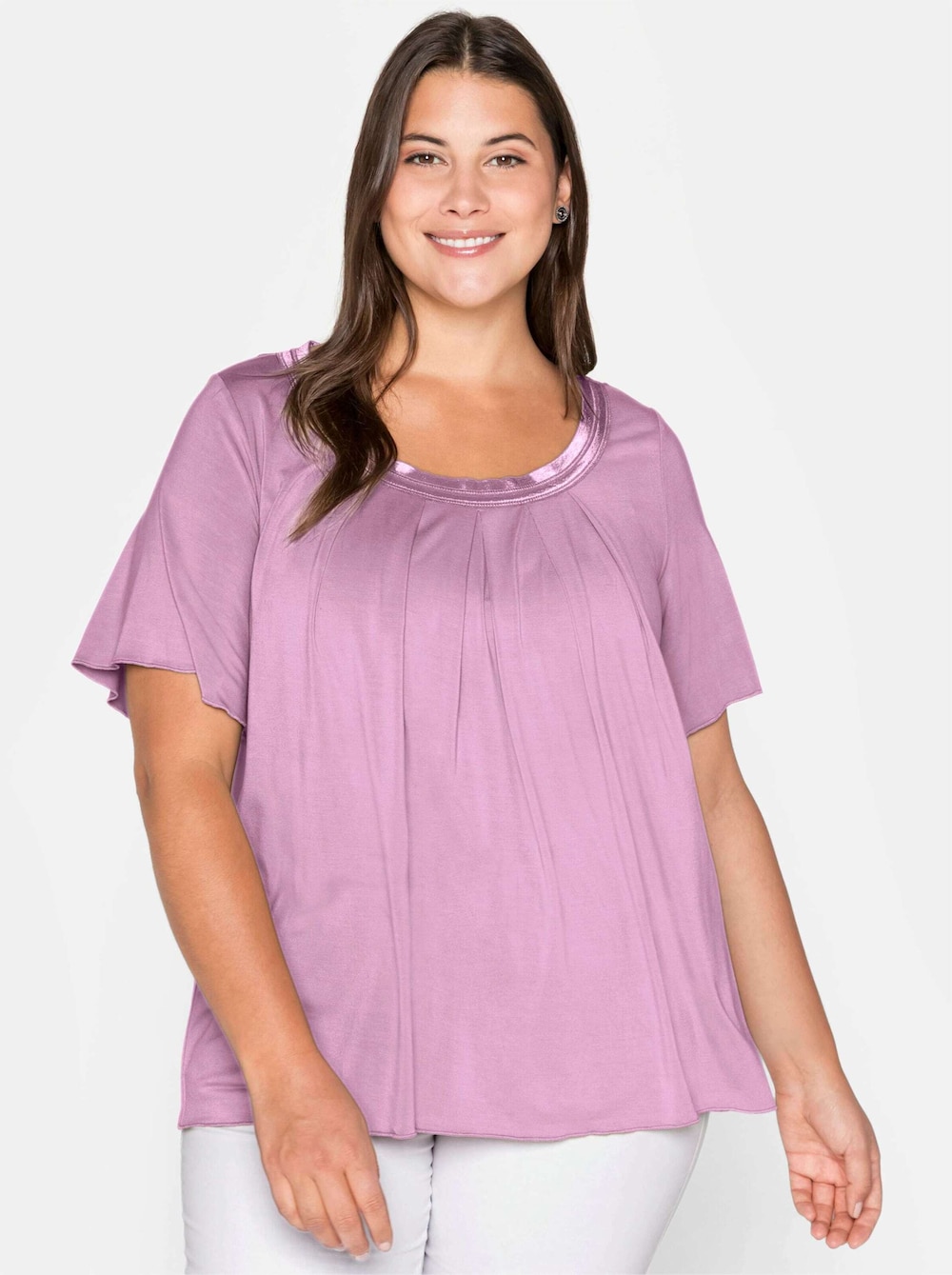 T-Shirt Kurzarm Uni Ohne Kragen
