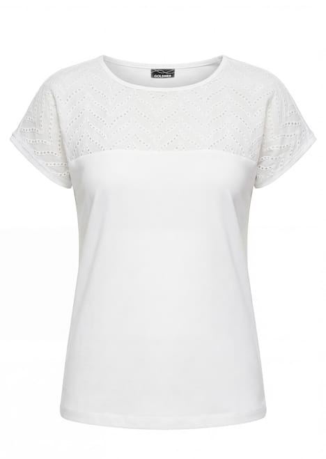 Shirt mit Spitze aus Baumwolle und Jersey