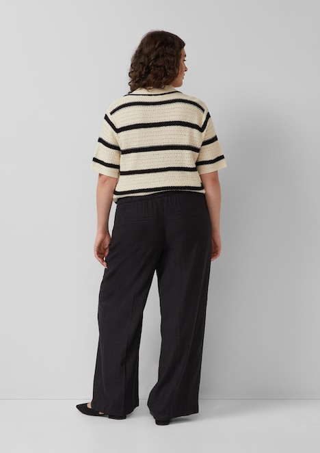 Wide-Leg-Hose aus Leinenmix mit elastischem Bund