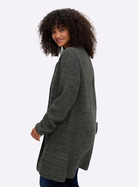 Strickjacke Langarm Uni Ohne Kragen