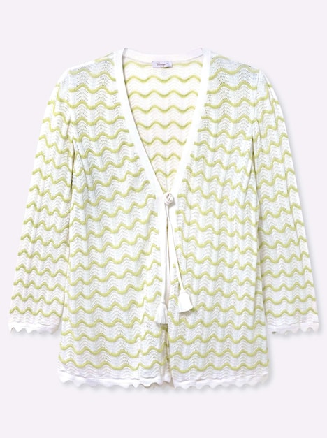 Cardigan Langarm Ajour Ohne Kragen