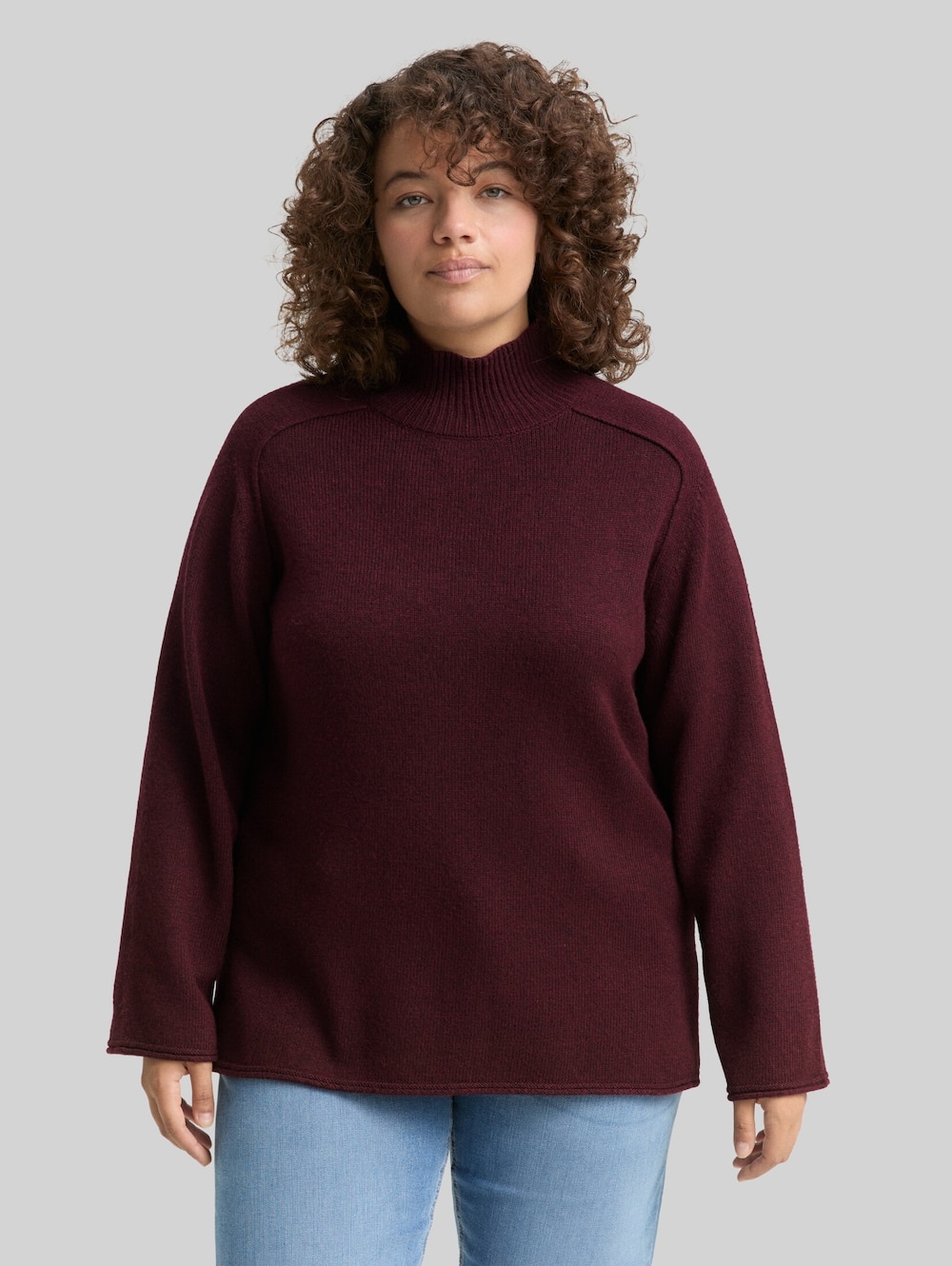 Loose Fit Strickpullover mit Stehkragen