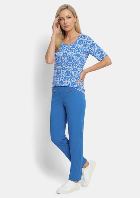 Viskoseshirt mit femininem Ornamentmuster