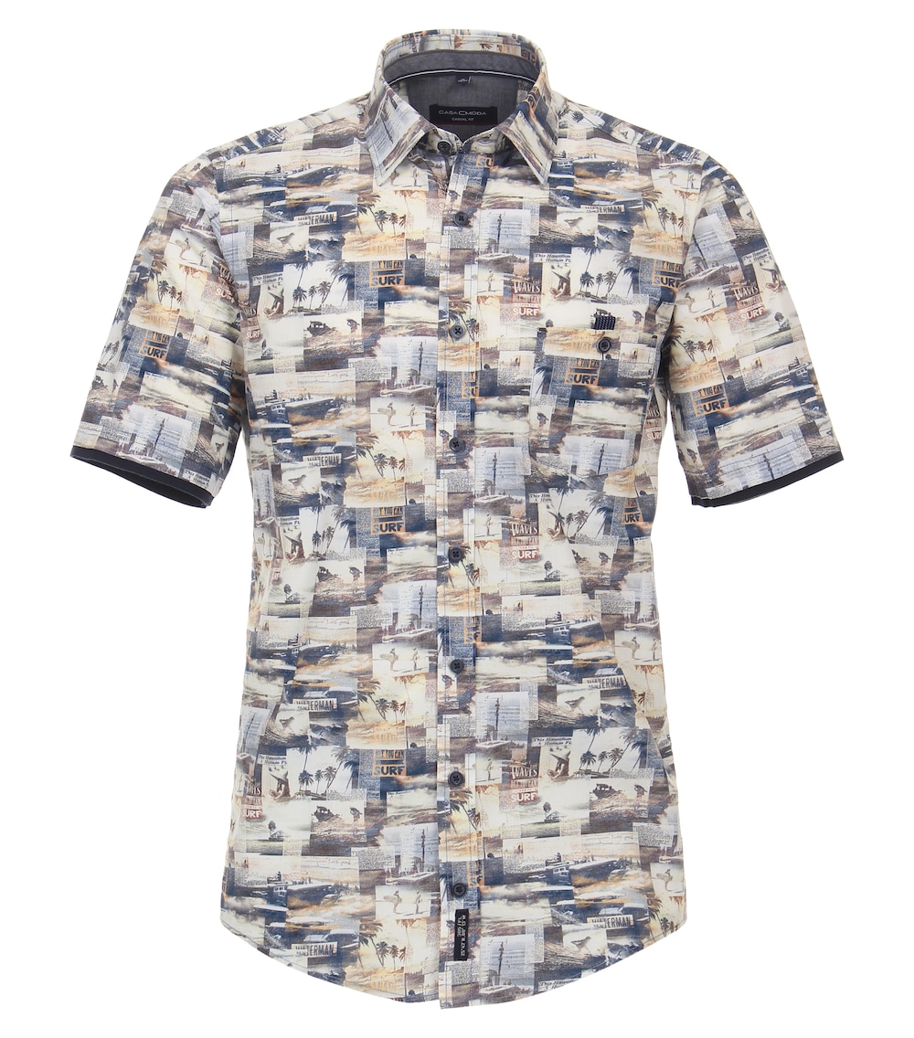 CASAMODA Freizeithemd Kurzarm Print Casual Fit