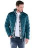 Herren Steppjacke mit Strickkragen , Petrolgruen