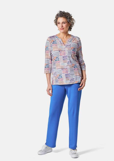 Tunika-Druckshirt mit Stehkragen