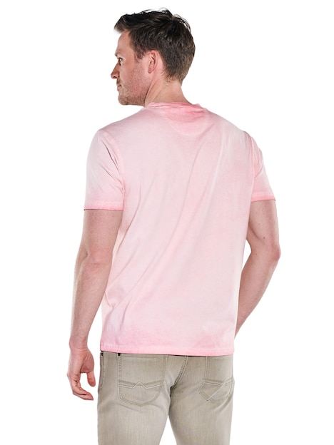 Herren Rundhals-T-Shirt mit Stickerei , Rosa