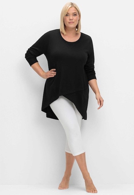 Longshirt Langarm Uni Ohne Kragen