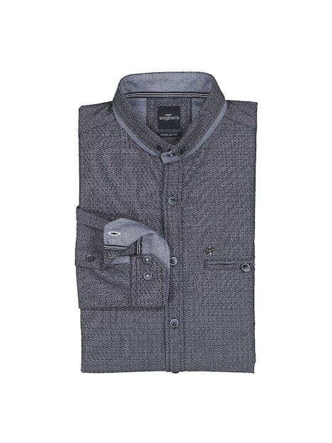 engbers Herren Langarm-Hemd strukturiert , Marineblau