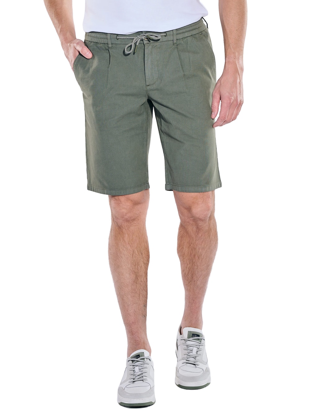 Herren Chino-Bermuda mit Tunnelzug , Khaki