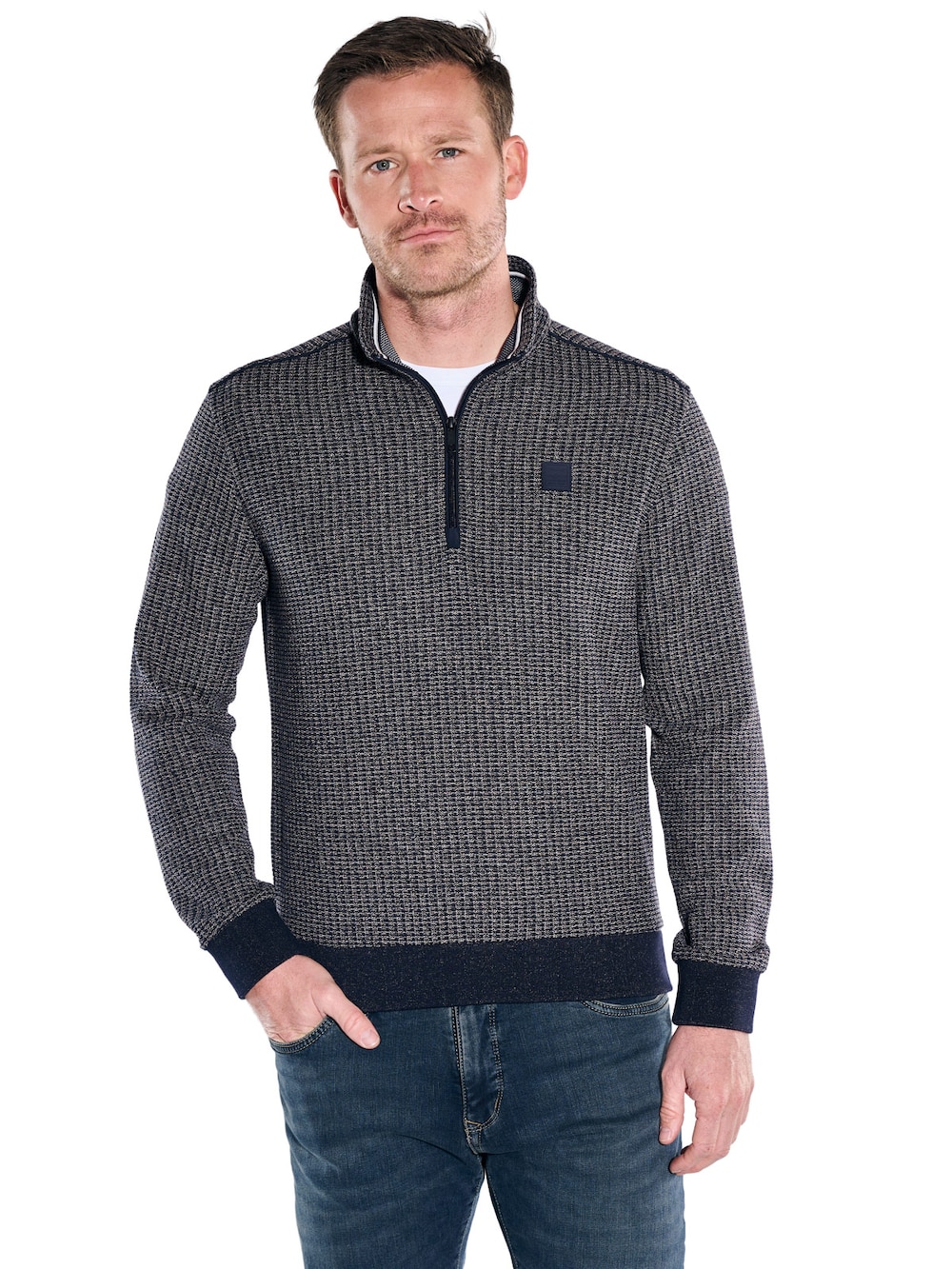 Herren Sweatshirt Stehbund , Saphirblau