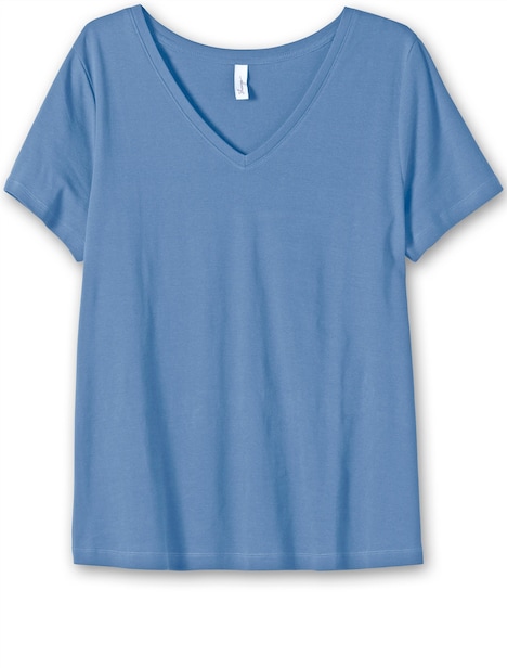 T-Shirt Kurzarm Uni Ohne Kragen
