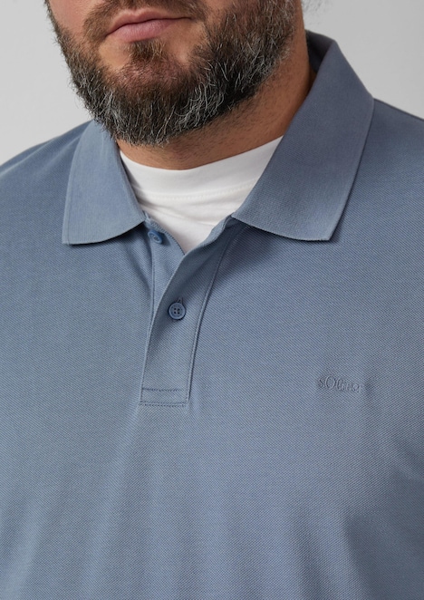 Langarm-Poloshirt aus Baumwoll-Piqué mit Bündchen