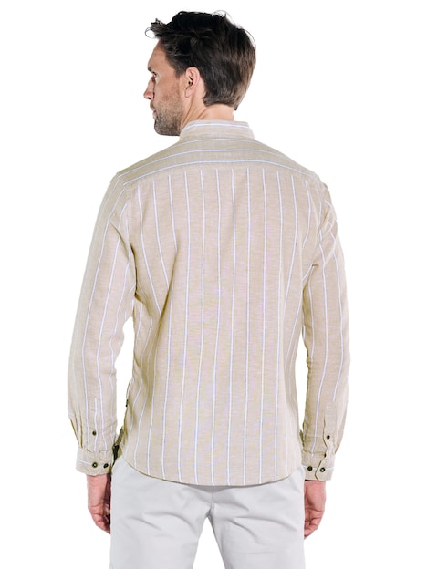 Herren Langarm-Hemd aus Halbleinen , Beige