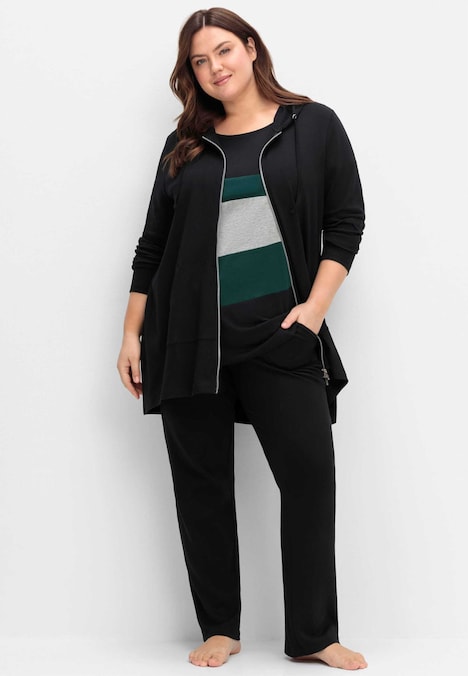Sweatjacke Langarm Uni Mit Kapuze