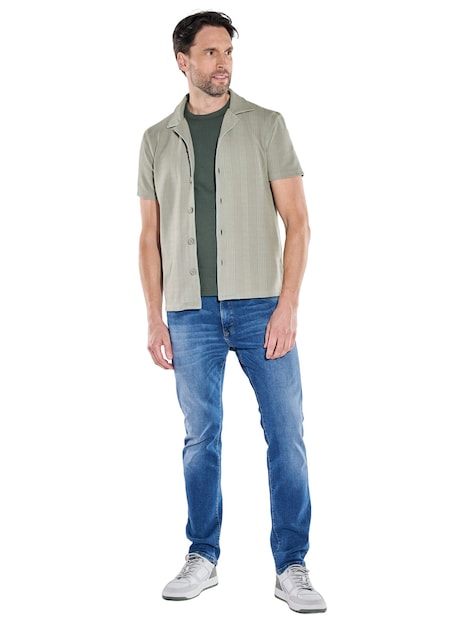 Herren Overshirt mit Knopfleiste , Gruen