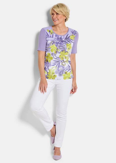 Glanzshirt mit floralem Paisley-Muster