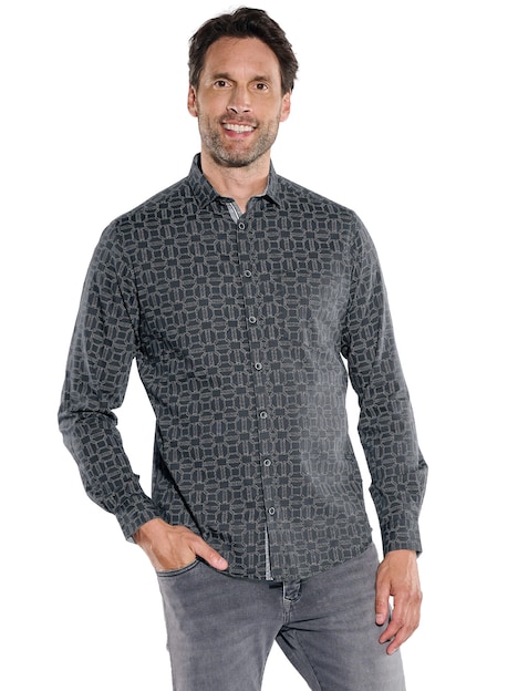 Herren Hemd langarm , Schwarz