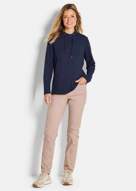 Langarm Viskose-Pullover, Stehbund