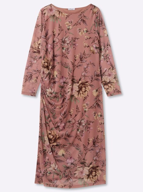 Mesh-Kleid Blumenkleid aus Mesh-Qualität Langarm Ohne Kragen
