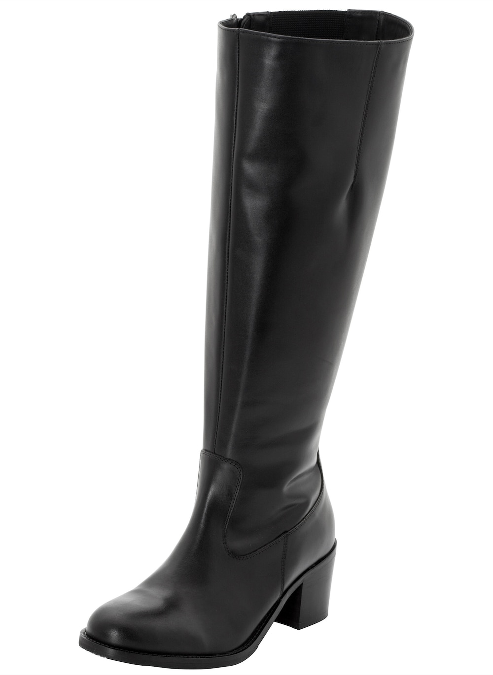 Weitschaftstiefel Weitschaftstiefel aus Leder, mit Stretch-Einsatz Uni