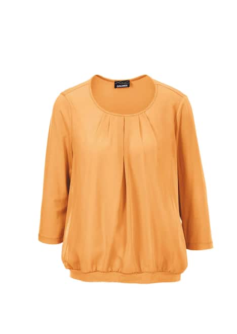 Chiffon-Shirt mit 3/4-Arm, Rundhals
