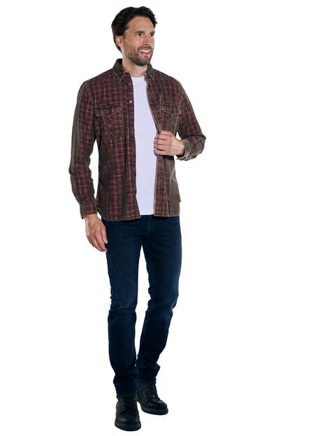 engbers Herren Langarm-Hemd kariert , Rot
