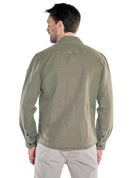 Herren Overshirt in Halbleinen-Qualität , Oliv