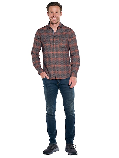 Herren Karohemd , Rostorange