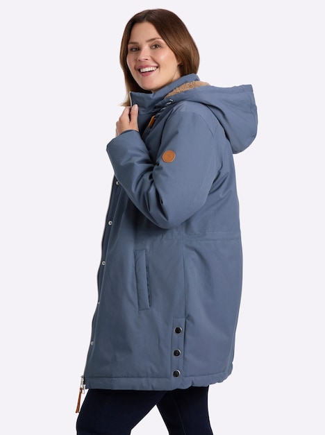 Outdoorjacke Parka mit kuscheligem Teddyfutter Langarm Stehkragen
