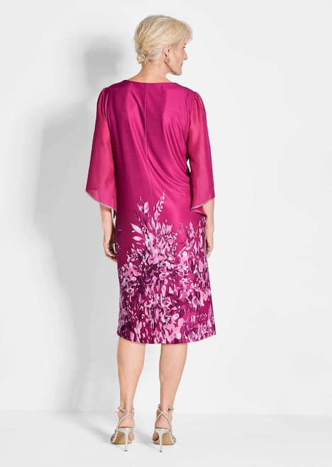 Pinkes elegantes Kleid mit 3/4-Arm aus Chiffon